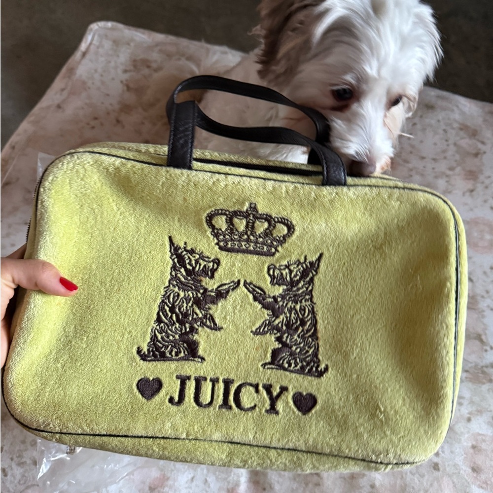 Vintage Juicy Couture Yellow Tote with Crown and Terrier Design